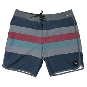 Quiksilver Highline‎ Men's 36 Board Shorts Swim Trunks Striped 4-Way Stretch